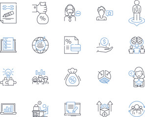 Credit line icons collection. Score, Report, Balance, Limit, Card, History, Rating vector and linear illustration. Debt,Bureau,Loan outline signs set