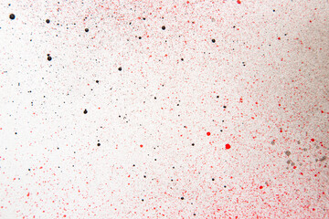 above view dark paint with red shades on white surface artist bright art horizontal painting...