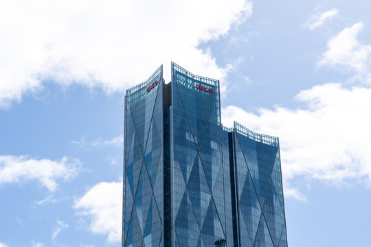 Toronto, ON, Canada - April 19, 2023: CIBC Headquarters at CIBC Square in Toronto, Canada. The Canadian Imperial Bank of Commerce is a Canadian multinational banking and financial services corporation