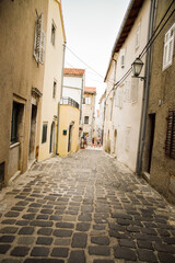 town street in the Croatian town of Baska. Visiting the centre of the island of Krk. 