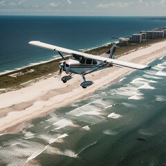 Cessna 172 seaplane over the beach