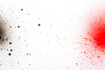 above view red paint with dark shades on white surface bright art horizontal colors artist painting photo