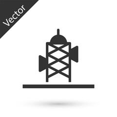 Grey Antenna icon isolated on white background. Radio antenna wireless. Technology and network signal radio antenna. Vector
