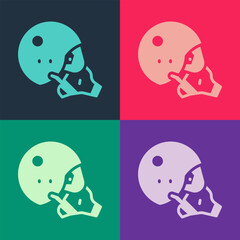 Pop art Modern pilot helmet icon isolated on color background. Vector