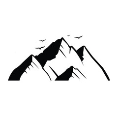 mountain silhouette , black rocky mountain silhouette. vector