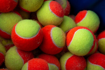 Close angle of a beach tennis ball basket - copy space - horizontal photo