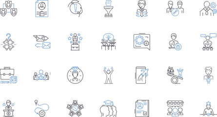 Service center line icons collection. Support, Assistance, Repair, Maintenance, Replace, Warranty, Customer vector and linear illustration. Experience,Quality,Experts outline signs set - obrazy, fototapety, plakaty