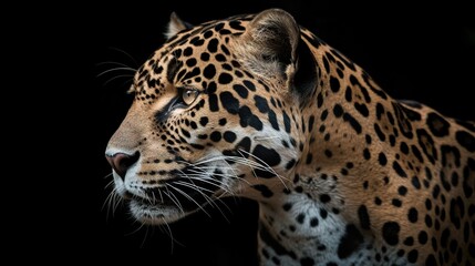 Fototapeta na wymiar a close up of a leopard's face with a black background. generative ai