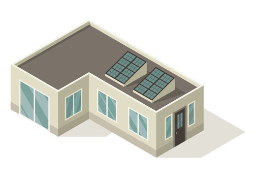 Isometric cottage icon. Suburb hous vector illustration. Infographic element representing suburban building. Private house enterprises of real estate