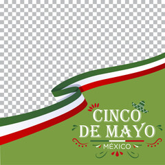 Banner plantilla del 5 de mayo, festividad mexicana con banderas motivos tricolor mexicanos	 - obrazy, fototapety, plakaty