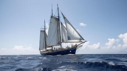 Fototapeta na wymiar a sailboat sailing in the ocean on a sunny day. generative ai