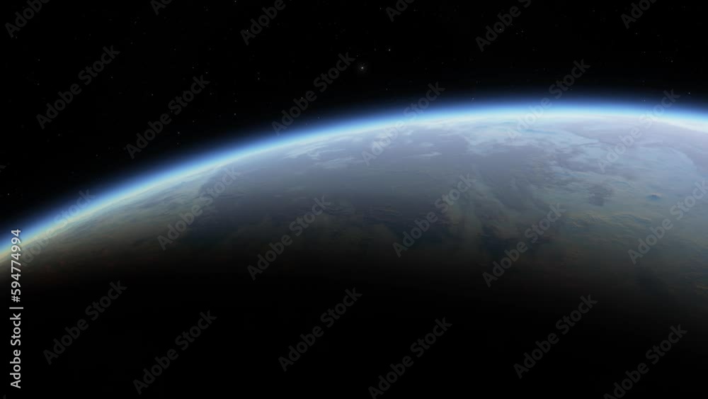 Wall mural cinematic animation of exoplanet in another solar system. a geologically active planet in another ga