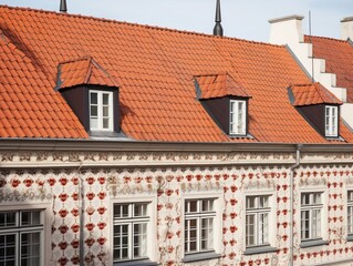 Fototapeta na wymiar Charming Old-World Architecture Featuring a Striking Red-Tiled Roof | Generative AI