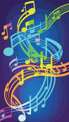 Obraz na płótnie Canvas Musical notes on a multicolored background.