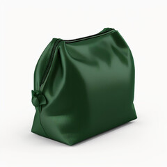 Nuno dark green small pouch made of plastic white backg created with Generative Ai