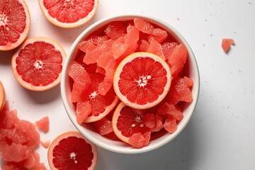 Naklejka na ściany i meble aesthetic fruit in a white bowl with white background view. Generative AI