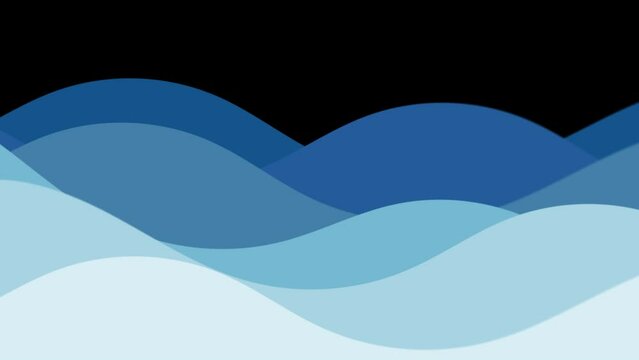 Loop Sea waves animation Simple and beautiful water wave effect 2d motion design. 4k resolution cartoon waves video Paper cut style Tranparent.