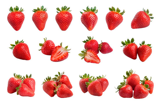 Strawberry isolated on transparent background. Generative AI