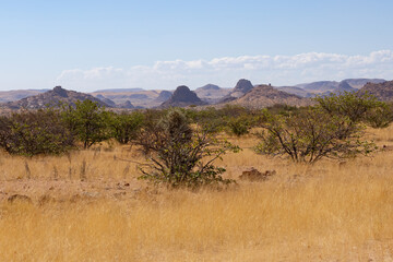Naklejka premium scenic view of the erongo mountains in Namibia