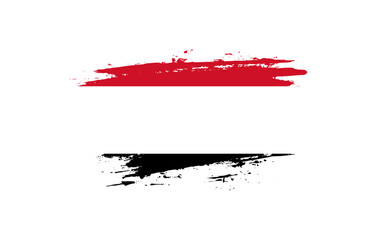 Creative hand-drawn brush stroke flag of YEMEN country vector illustration