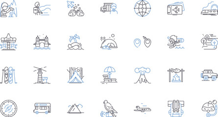 Odyssey line icons collection. Epic, Adventure, Mythology, Homeric, Journey, Travel, Heroic vector and linear illustration. Greek,Fantastical,Quest outline signs set