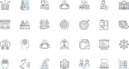 Senior Staff line icons collection. Leadership, Experience, Knowledge, Expertise, Mentorship, Seniority, Management vector and linear illustration. Strategy,Vision,Accountability outline signs set