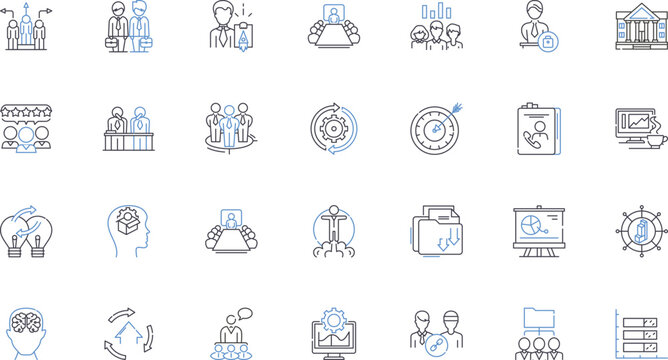 Senior Staff line icons collection. Leadership, Experience, Knowledge, Expertise, Mentorship, Seniority, Management vector and linear illustration. Strategy,Vision,Accountability outline signs set