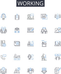Fototapeta premium Working line icons collection. Creativity, Adobe, Typography, Branding, Logo, Illustration, Digital vector and linear illustration. Print,Layout,Color outline signs set