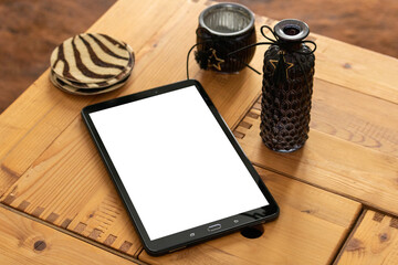 Tablet vector with blank screen isolated / Generic tablet Mockup on table  / Isolated Tablet /...