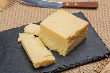 British cheeses collection, English matured smoked cheddar cheese