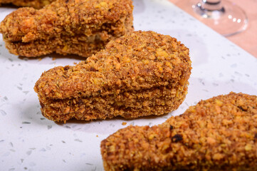 Tasty vegetarian vegan meat free chicken thighs, healthy food