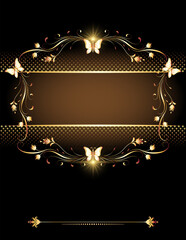 Luxurious background with vintage golden ornament for invitation card, booklet or stylization cover with place for text