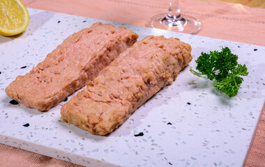 Tasty vegetarian vegan fish free salmon steak, healthy food