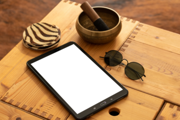 Tablet Mock up isolated on white screen / Tablet vector isolated / Isolated Tablet / Smartphone / Isolated Phone with Decor / Isolated Screen / PNG / Advertising / Transparent / Mock up