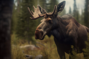 beautiful and very strong moose in nature.