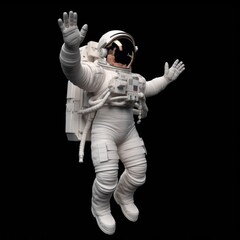 Fototapeta na wymiar astronaut in space posing, isolated on black background, generative ai