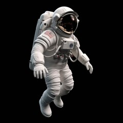 Fototapeta na wymiar astronaut in space posing, isolated on black background, generative ai