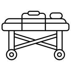 Patient bed icon, flat design of stretcher