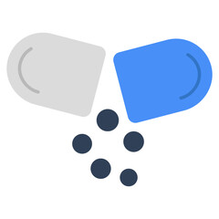 A unique design icon of open pill