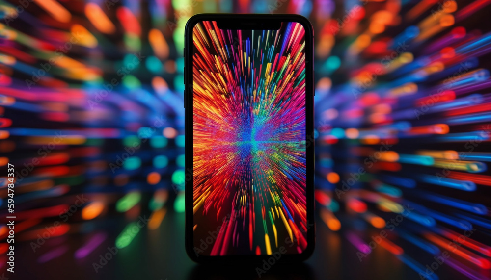 Sticker futuristic abstract backdrop, glowing vibrant colors shine generated by ai