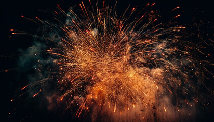 Fototapeta na wymiar Multi colored fireworks explode in vibrant celebration generated by AI