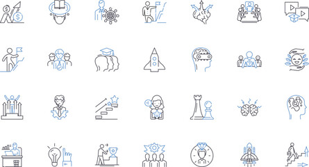 Fototapeta premium Dominion line icons collection. Power, Control, Authority, Sovereignty, Reign, Dominion, Supremacy vector and linear illustration. Rule,Domination,Mastery outline signs set