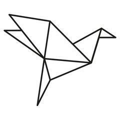 Oiseau en Origami - Forme vectorielle éditable - Noir et blanc - Animal 