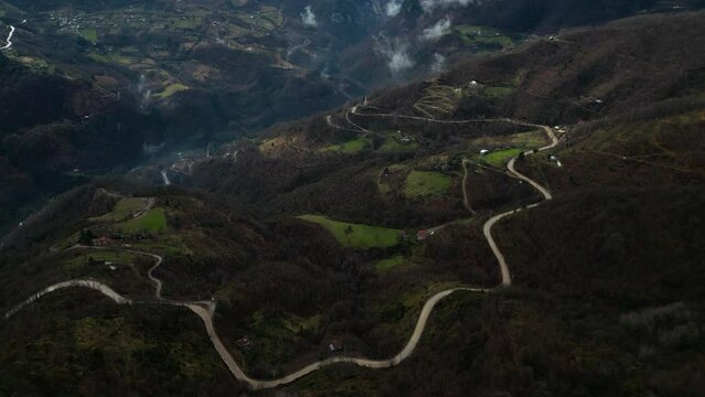 bendy road nearby village
