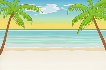Obraz na płótnie Canvas tropical island on ocean vacation, summer concept, Generative AI