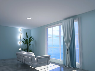 Living room design 3d render, 3d illustration