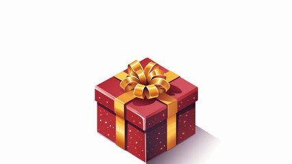 Obraz premium rotes Geschenk mit goldener Schleife auf hellem Hintergrund. Geburtstag Happy Birthday. Querformat. Generative Ai.