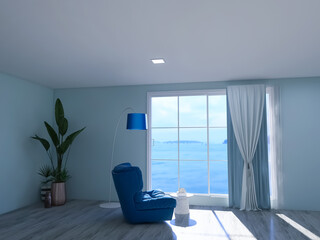 Living room design 3d render, 3d illustration