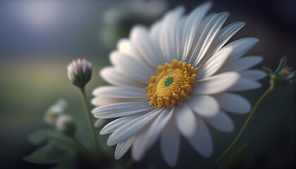 Obraz premium Close up of white lotus flower with blurred background, Generative AI