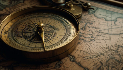 Guided by antique compass, exploring new territories generated by AI